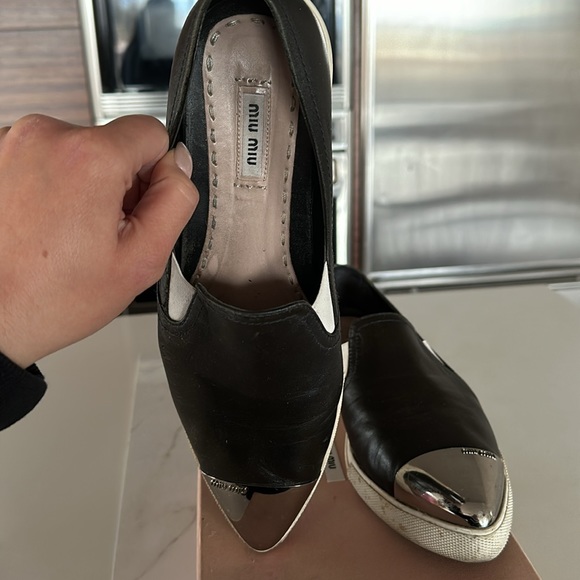 Miu Miu Slip Loafer Silver Toe Cap Calzaturre Donna - Picture 6 of 6